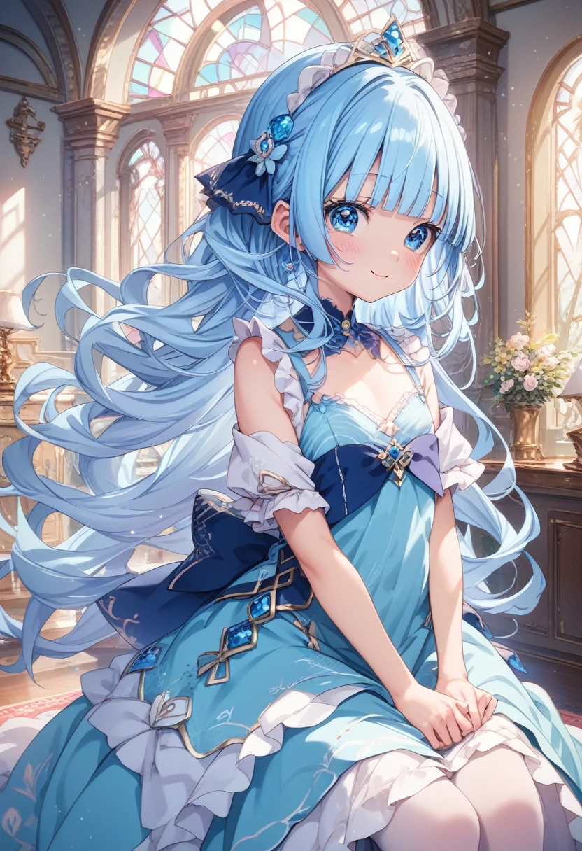 masterpiece, best quality, extremely detailed, (illustration, official art:1.1),adorable  face、 1 girl ,(((( light blue long hair)))),pale blue hair,, long hair ((blush)) , cute face, big eyes, masterpiece, best quality,(((((a very delicate and beautiful girl))))),Amazing,beautiful detailed eyes,blunt bangs((((little delicate girl)))),tareme(true beautiful:1.2), sense of depth,dynamic angle,,,, affectionate smile, (true beautiful:1.2),,(tiny 1girl model:1.2),)flat chest、#quality(8k,wallpaper of extremely detailed CG unit, ​masterpiece,hight resolution,top-quality,top-quality real texture skin,hyper realisitic,increase the resolution,RAW photos,best qualtiy,highly detailed,the wallpaper),BREAK,(solo),#1girl(cute,kawaii,small kid,hair color cosmic,,hair messy,hair floating,white camisole,cosmic colored eyes,big eyes,skin color white,smile,wet,from side,dynamic angle,close up head),BREAK,#background(in the park,raining but shiny),(((Morning dew, glass flower)))
