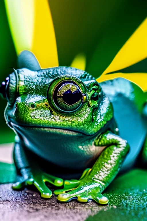 Green frog, with cat ears, Surrealism, 8k, super detail, HD