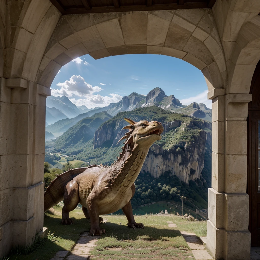 Un magnifique et majestueux dragon qui vole dans un magnifique paysage de Minecraft