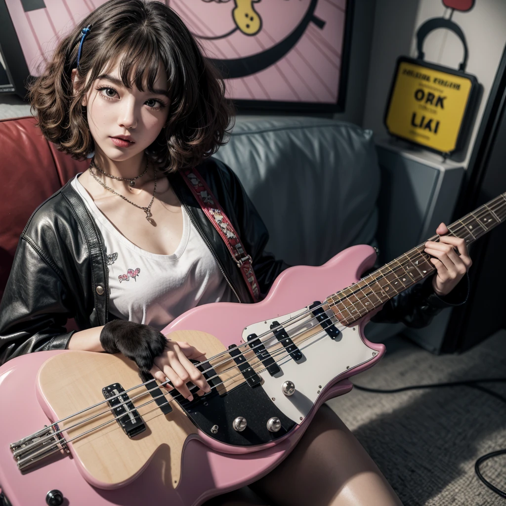 Puppy, Poodle, candy, bass guitar, outrage