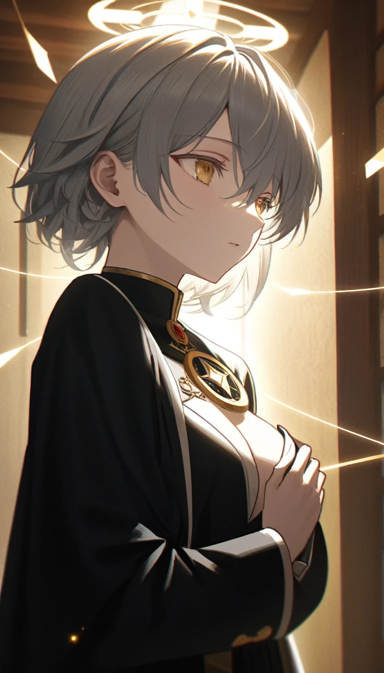 One poor girl, Pray to God at midnight, In an abandoned house, Light from the ceiling, Wearing a black robe, Taste of my sister, Small breasts, Waiting for Salvation, Close your eyes, God Bless, (icon), 32k, ((masterpiece, Highest quality, Ultra-detaileded, Very delicate and beautiful)), ((extremely detaileded CG unity 8k wallpaper)), ((Awards, Accurate, Ultra-high resolution, Textured skin, chromatic aberration, perfection anatomy, Golden Ratio)), (Concept Art), (exquisite attention to detailed), ((perfection_composition, perfection_design, perfection_Layout, perfection_detailed, Ultra_detaileded)), ((The harmony of beauty))