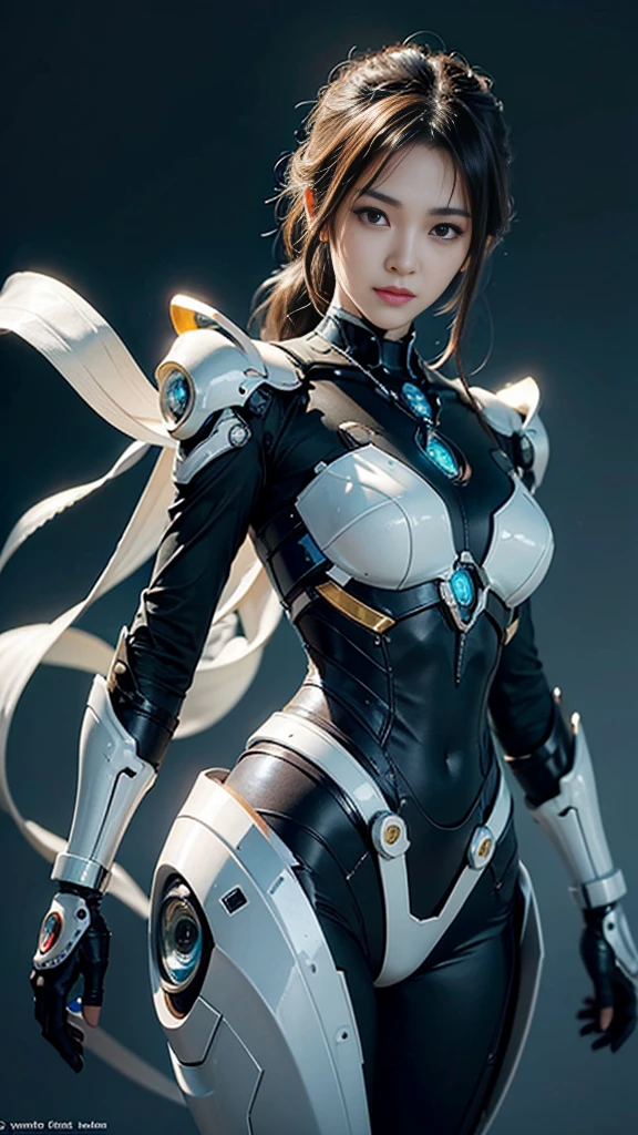 organic cyborg, White plastic, Diffuse lighting, Fantasy, Complex, elegant, Very detailed, Art by Yoshitaka Amano