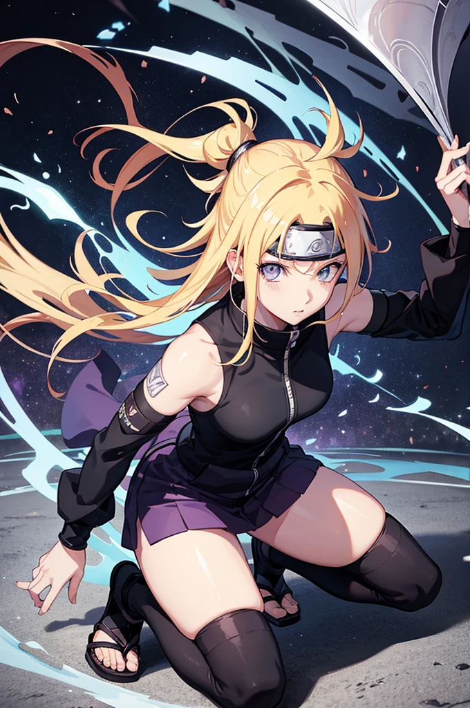 naruto anime, hinata, high resolution, black backdrop, serious hinata, purple image details,