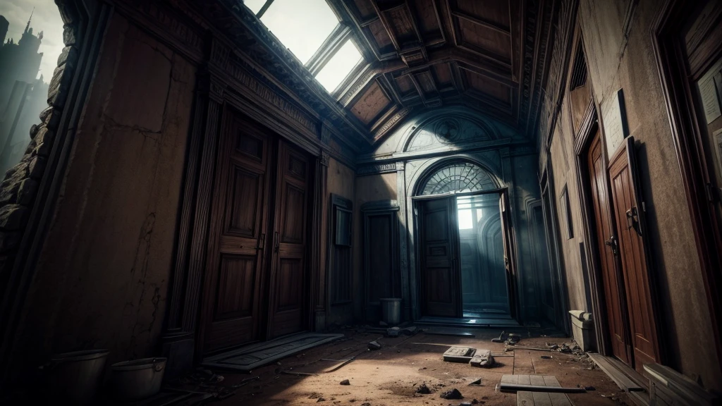 portal, wasteland, CHAMBER, 8K DETAILS, atmospheric
