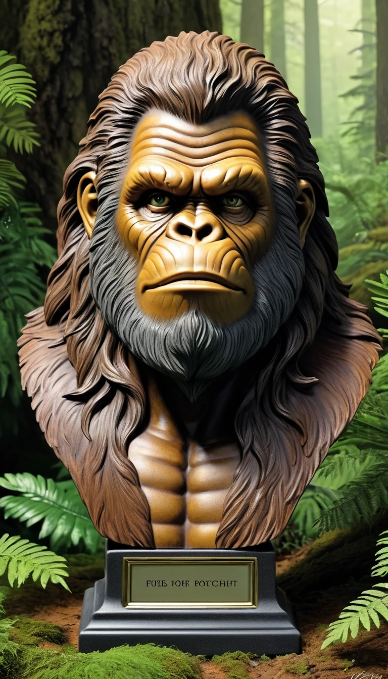 Sasquatch character bust  by Joe Jusko, 35mm, debt/2.8, Highly detailed and exquisite, character, Hypermaximalist, elegant, Brilliant, beautiful, exotic, reveal, Charm, Charm, Affectionate, Surreal, Very detailed, popular on debtlickr
