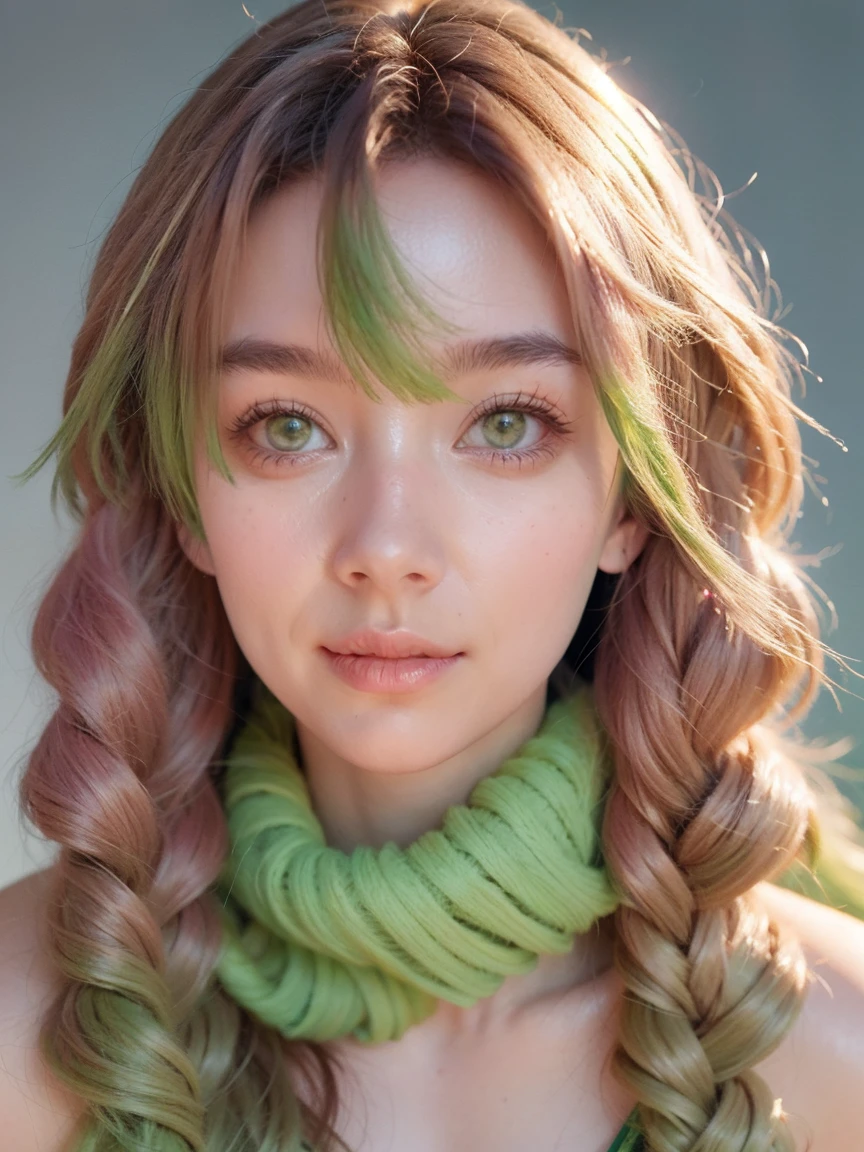 Green eyes, close-up of a person with long pink hair and green scarf, beautiful anime portrait, detailed digital anime art, anime girl with long hair, anime style portrait, detailed portrait of anime girl, beautiful anime art style, detailed anime character art, clean detailed anime art, high quality anime art style, anime girl portrait, beautiful anime girl, cute anime girl portrait