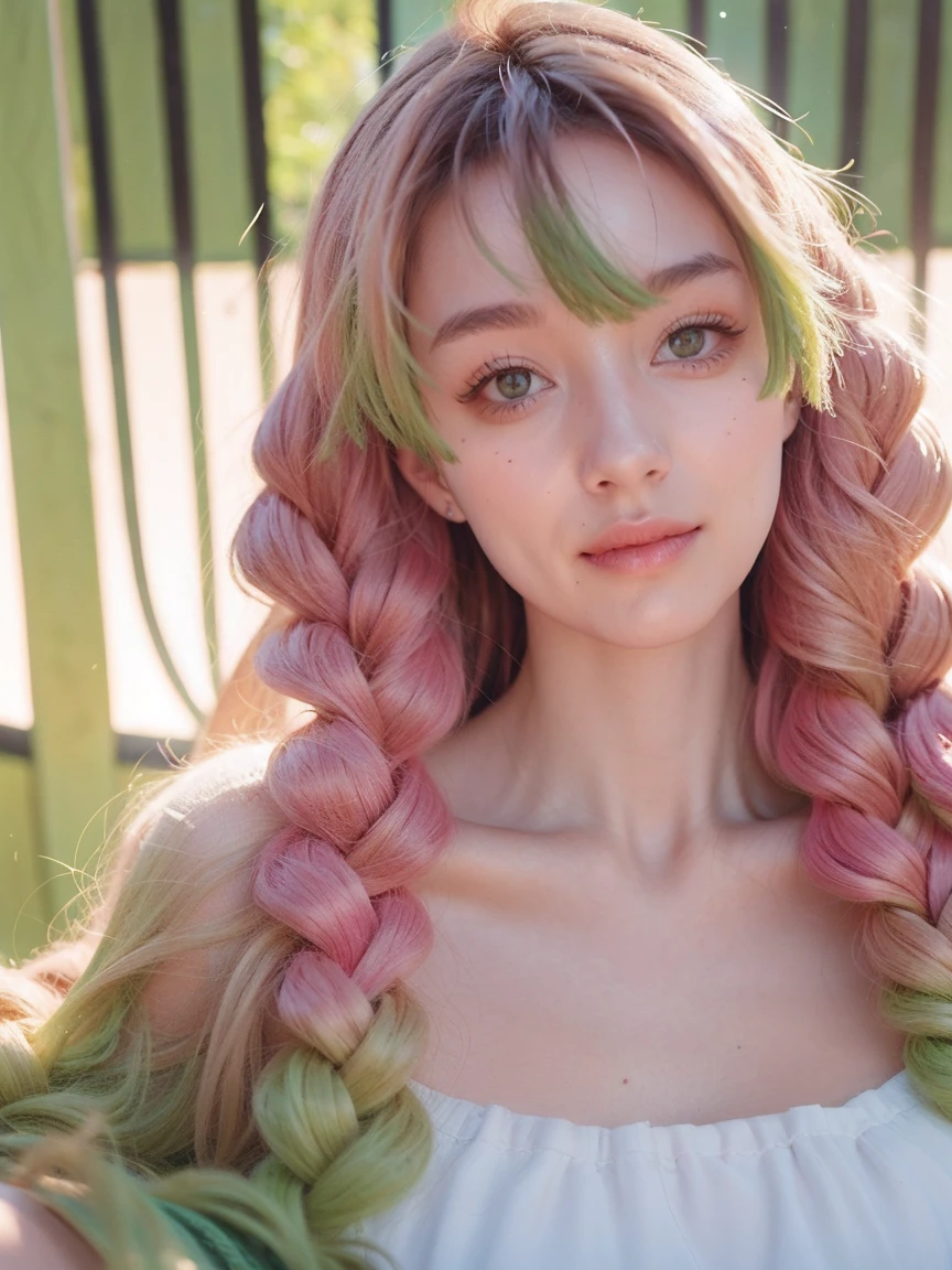 Green eyes, close-up of a person with long pink hair and green scarf, beautiful anime portrait, detailed digital anime art, anime girl with long hair, anime style portrait, detailed portrait of anime girl, beautiful anime art style, detailed anime character art, clean detailed anime art, high quality anime art style, anime girl portrait, beautiful anime girl, cute anime girl portrait
