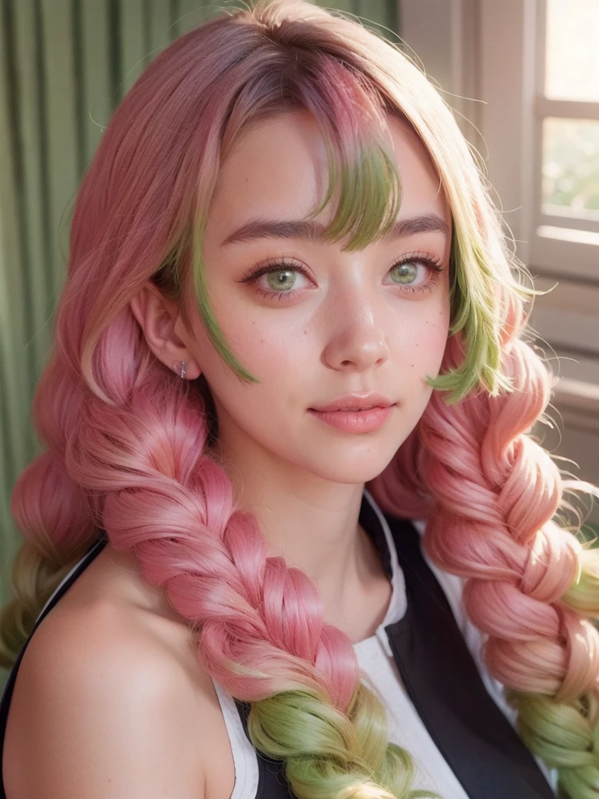 Green eyes, close-up of a person with long pink hair and green scarf, beautiful anime portrait, detailed digital anime art, anime girl with long hair, anime style portrait, detailed portrait of anime girl, beautiful anime art style, detailed anime character art, clean detailed anime art, high quality anime art style, anime girl portrait, beautiful anime girl, cute anime girl portrait