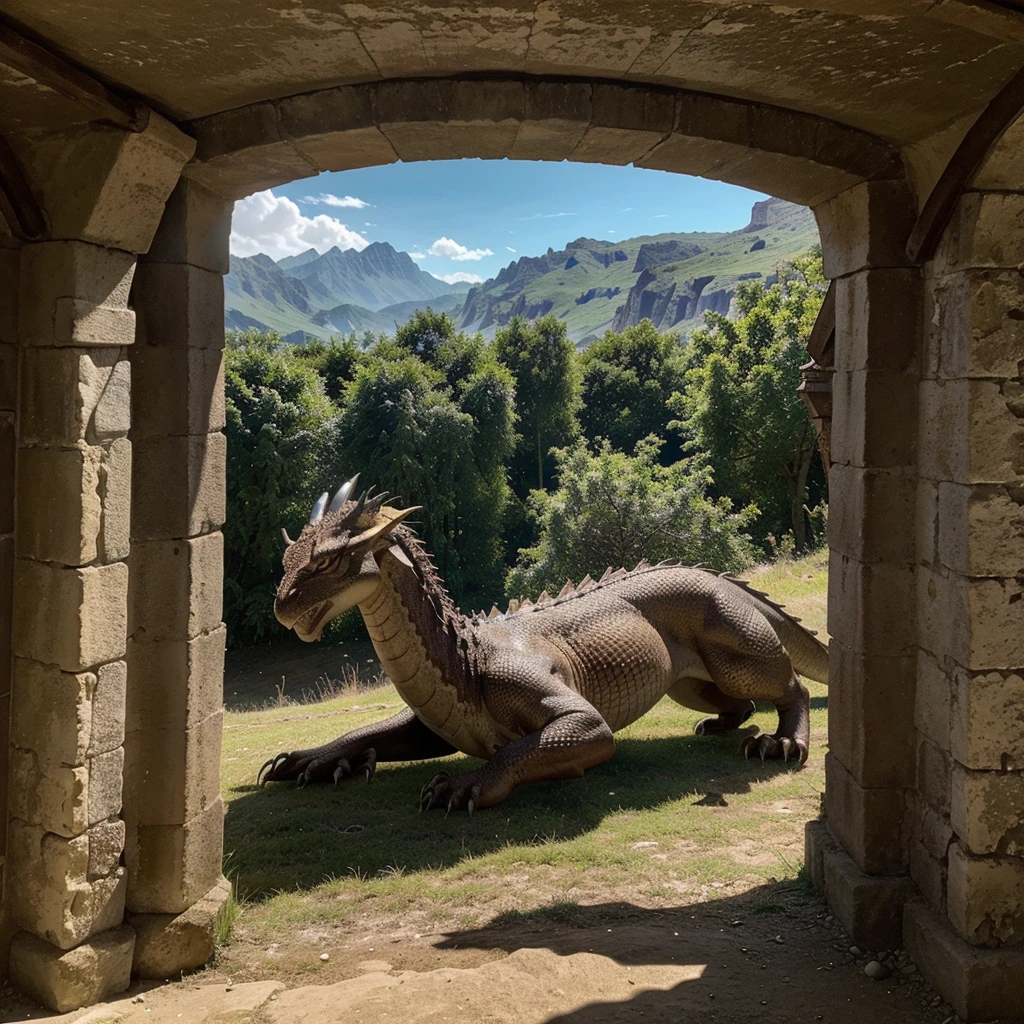 Un magnifique et majestueux dragon dans un magnifique paysage 