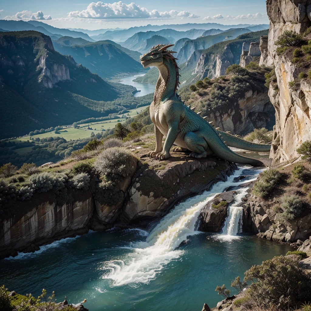 Un magnifique et majestueux dragon dans un magnifique paysage