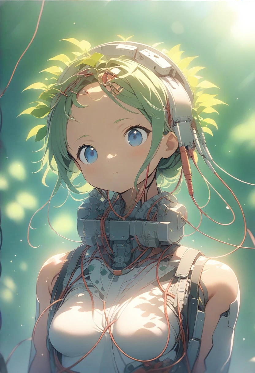 (((masterpiece))), ((Highest quality)), ((Super detailed)), (CG illustration), (very cunning and beautiful)), (Cute Desktop Faces), Cinematic Light, ((1. Mechanical Girl)), single, full, (Machine made joints). : 1.4), ((Mechanical Limbs)), (Blood vessels connected to tubes), ((Mechanical spine attached to the back)), ((Mechanical cervical spine attached to the neck), ((War Machine)), Expressionless, (Wires and cables attached to head and body: 1.5), (Character Focus), sf