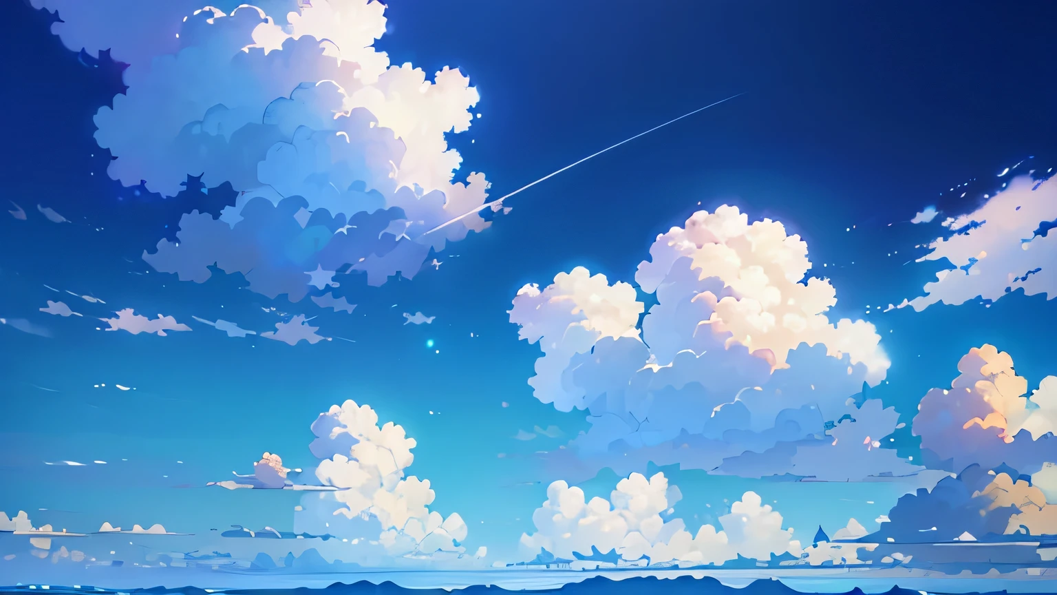 masterpiece, Highest quality, (Highly detailed CG Unity 8k wallpaper), (Highest quality), (Best illustrations), blue sky, cumulus, wind, Anime Background, ( ( makoto shinkai ) ), アニメのwind景, アニメwind景壁紙