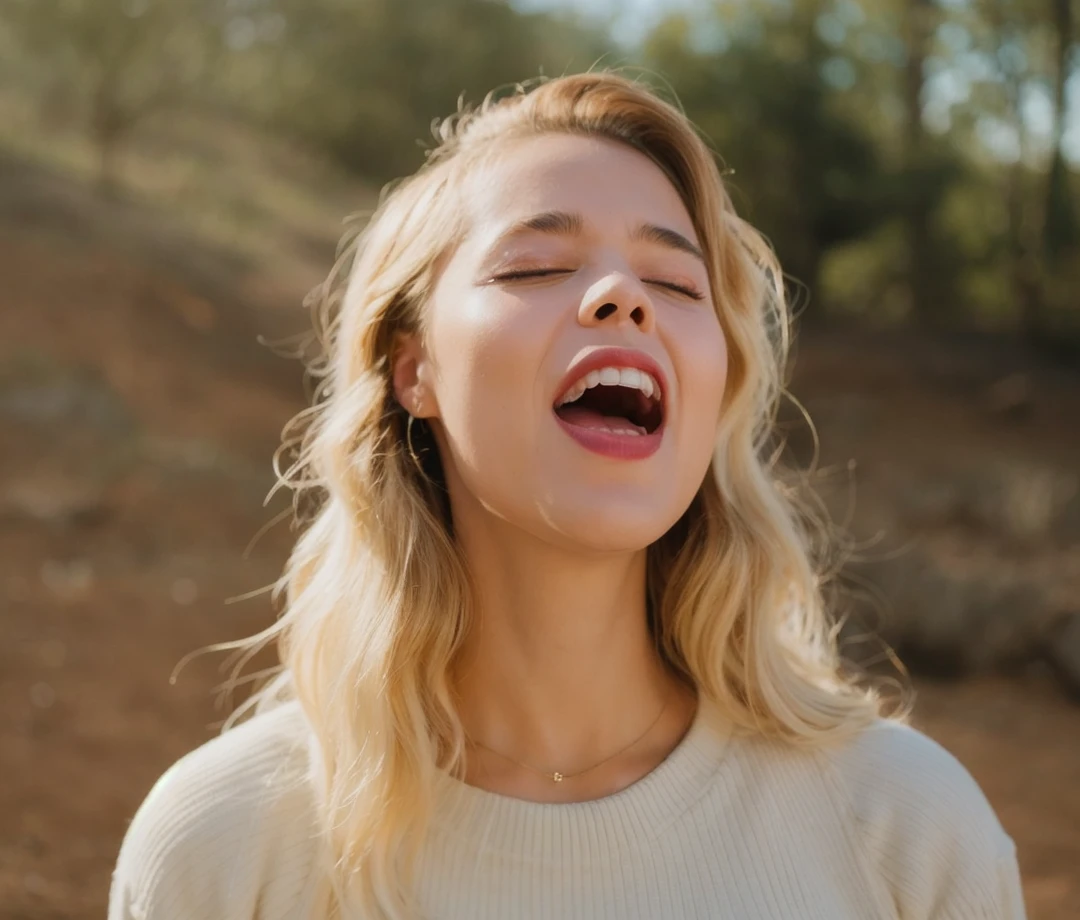 A woman singing a song