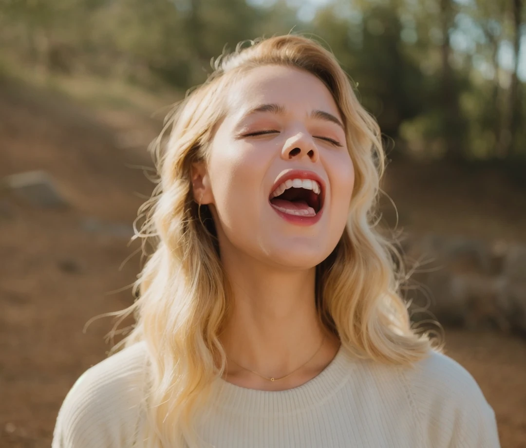 A woman singing a song