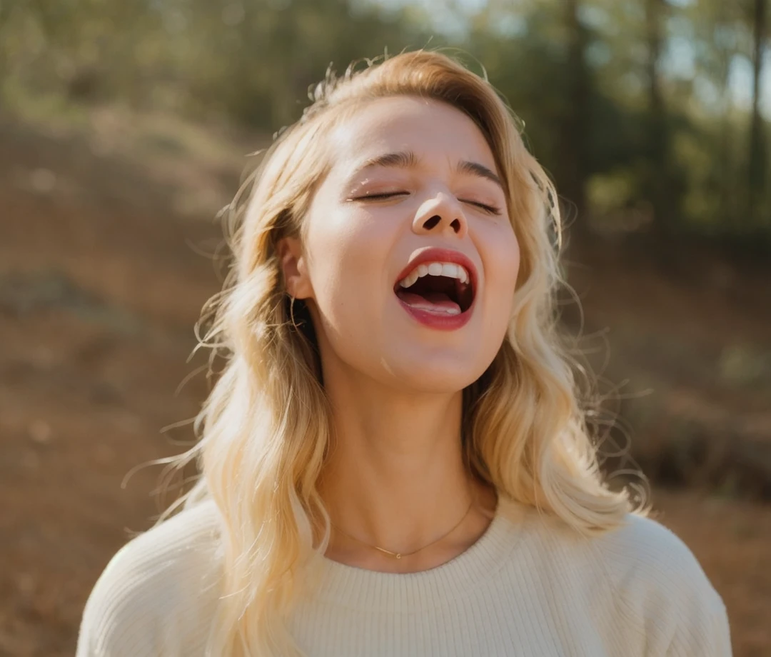 A woman singing a song