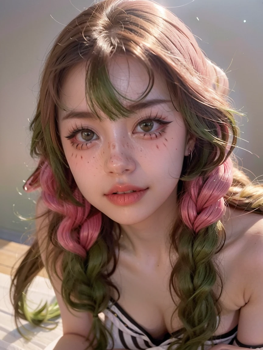Green eyes, close-up of a person with long pink hair and green scarf, beautiful anime portrait, detailed digital anime art, anime girl with long hair, anime style portrait, detailed portrait of anime girl, beautiful anime art style, detailed anime character art, clean detailed anime art, high quality anime art style, anime girl portrait, beautiful anime girl, cute anime girl portrait