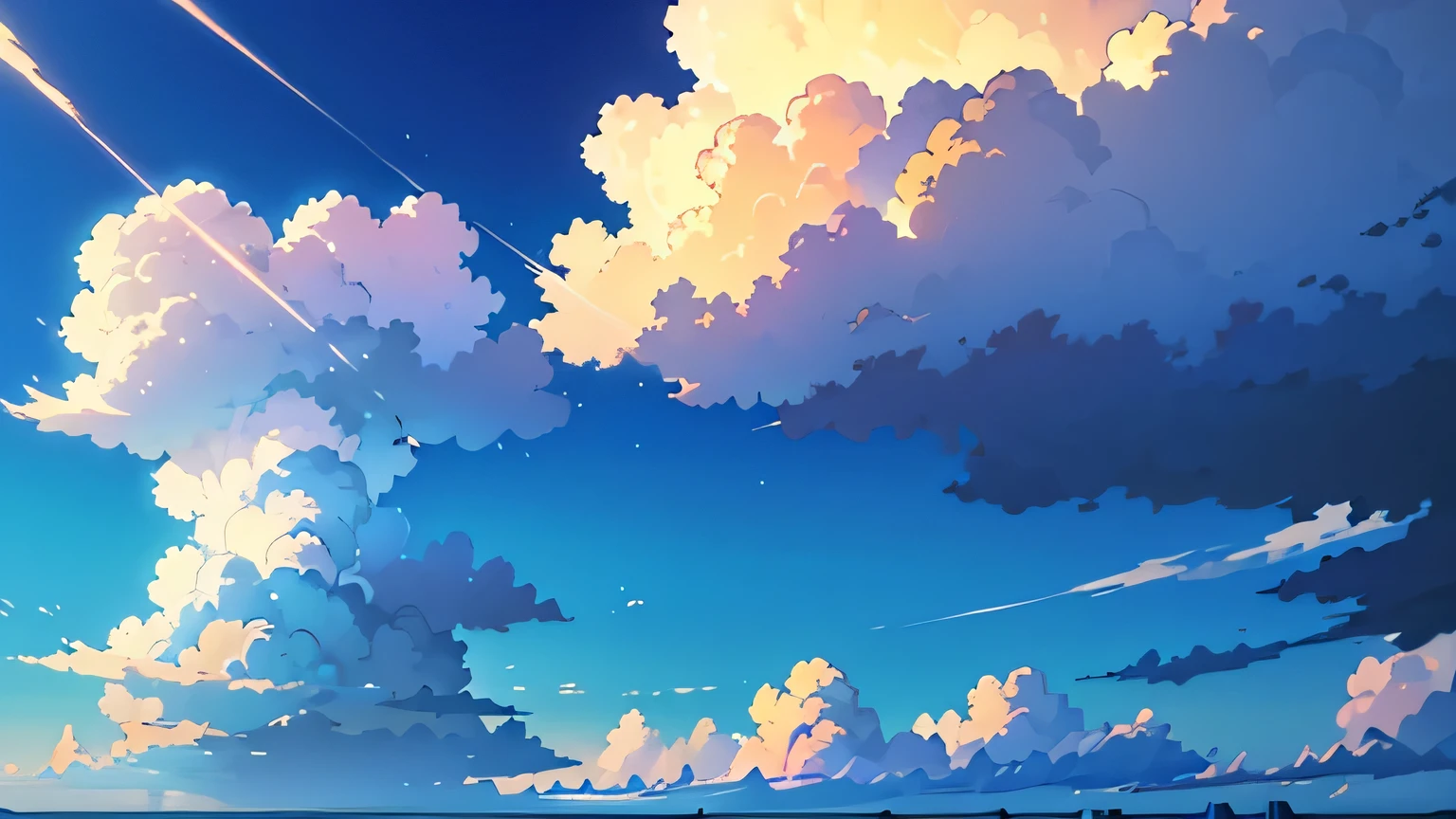 masterpiece, Highest quality, (Highly detailed CG Unity 8k wallpaper), (Highest quality), (Best illustrations), blue sky, cumulus, wind, Anime Background, ( ( makoto shinkai ) ), アニメのwind景, アニメwind景壁紙