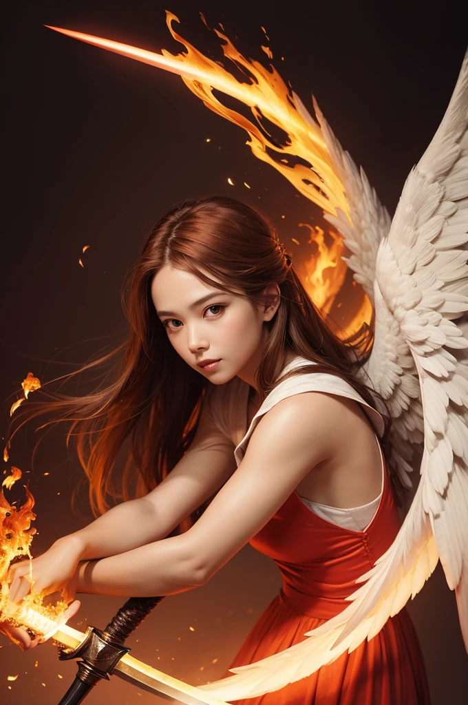 Angel with a shining face and a fiery sword