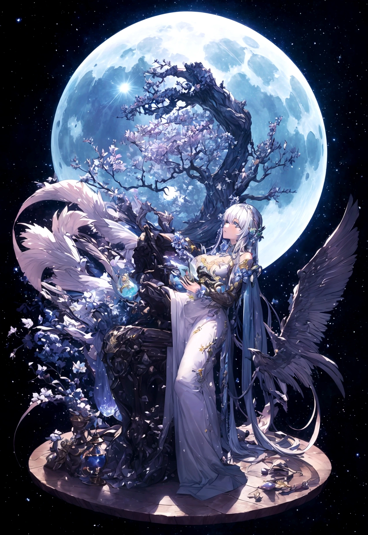 world Tree、moonlight、Moonlit Night、Fantasy、mysteriouasterpiece、Perfect Art、Award-winning works