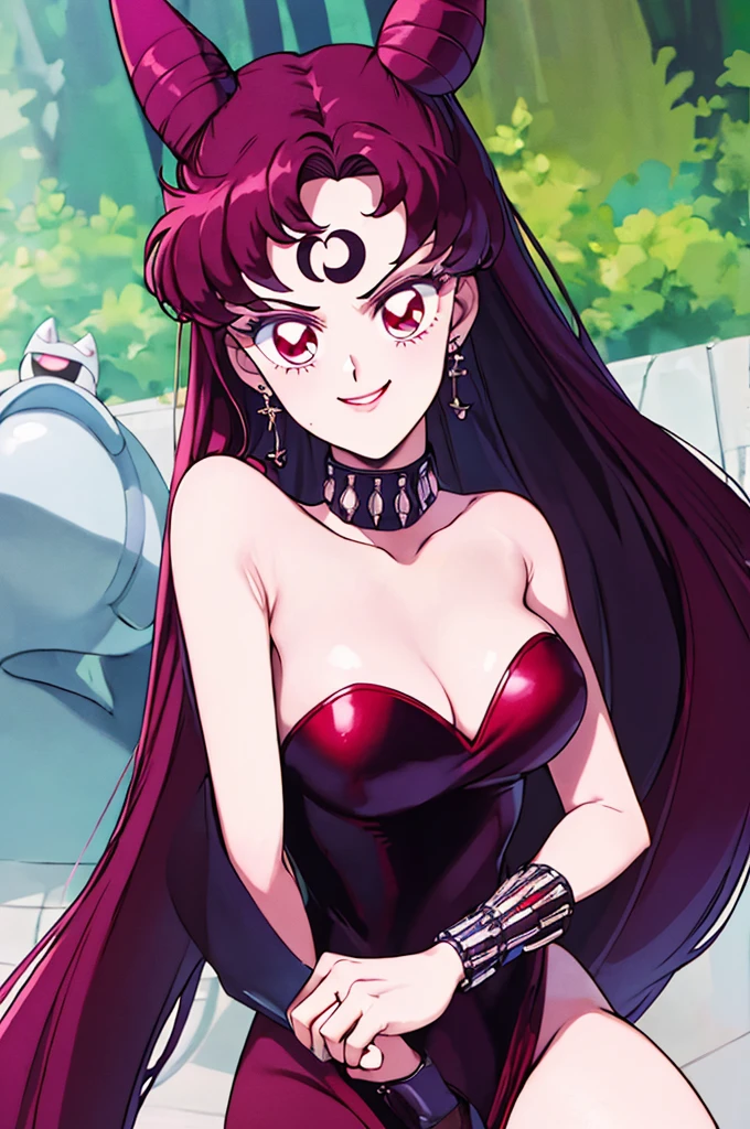 ((masterpiece,best quality)), absurdres,
Black_Lady_Sailor_Moon,
solo, smiling, looking down at viewer, cowboy shot,
cinematic composition, conceit,smile worst,worst ridecule,evil moukery,,upper body,two hand,sadistic smile,deep shaded face,laugh at,evil smile,evil smirk,two hands,five fingers,smile worst,worst ridecule,evil moukery,collar
best quality, masterpiece,