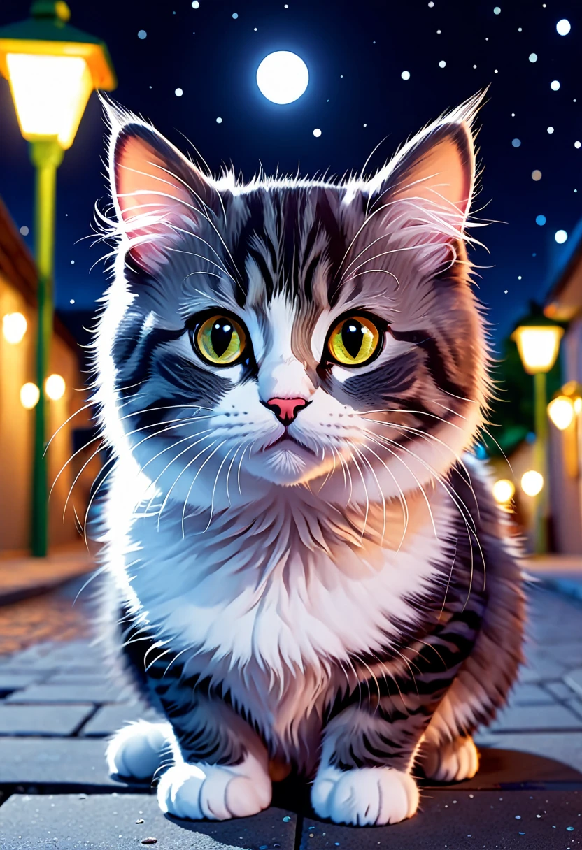 8k,high quality,cat, cute, night