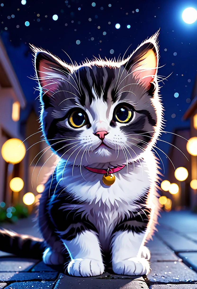 8k,high quality,cat, cute, night