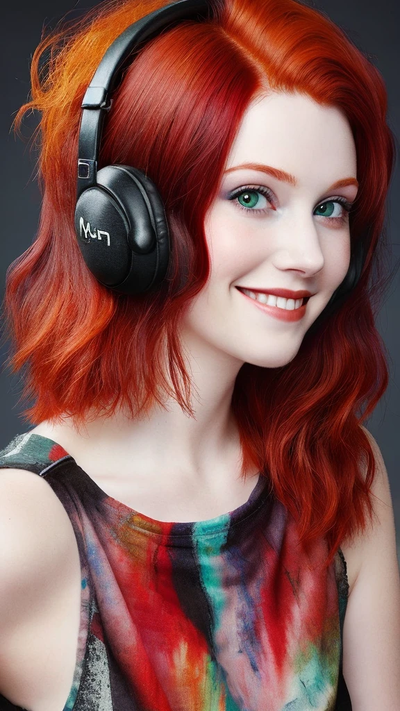muff, Redhead, Black Hair, multicoloRedhead, short hair,Masterpiece、smile
