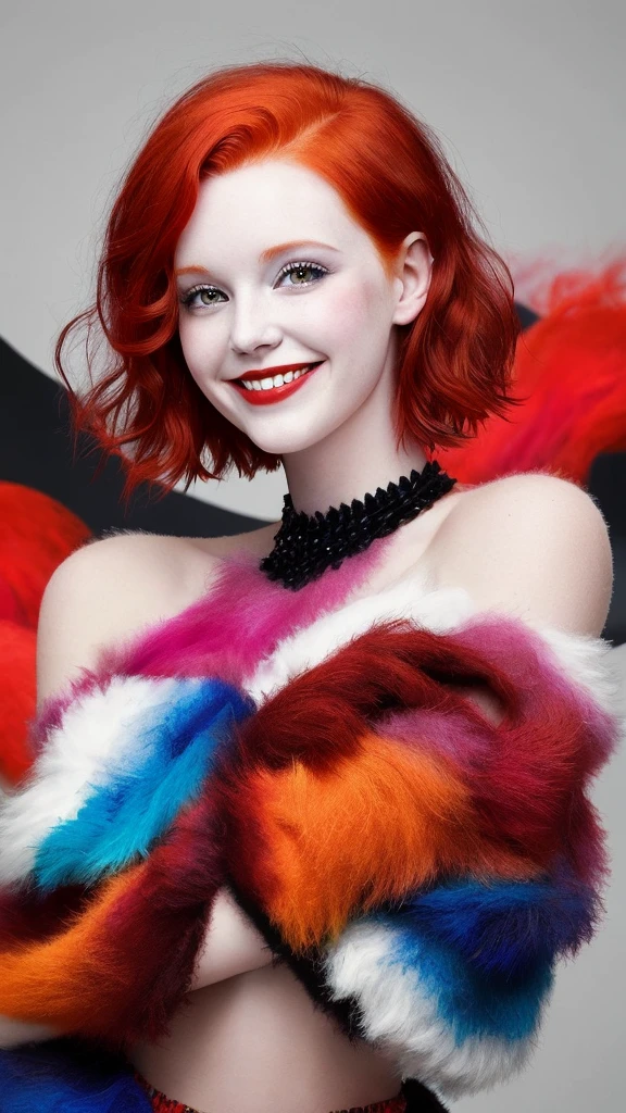 muff, Redhead, Black Hair, multicoloRedhead, short hair,Masterpiece、smile