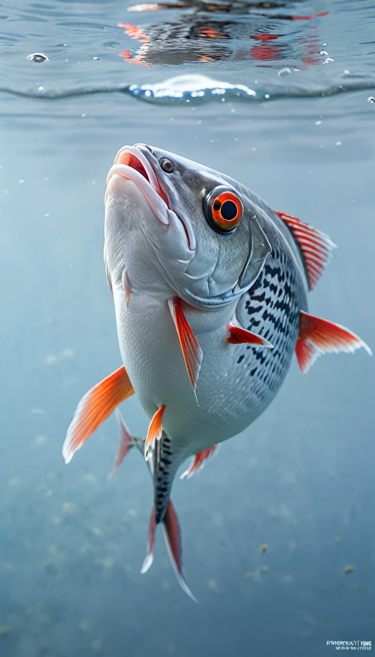 Panorama,河里有一种Mysterious Creatures:Red fish body,Fish head looks like a human face,Mysterious Creatures, shrike, (best quality,4K,8K,High level,masterpiece:1.2),Ultra Detailed,(lifelike,Photo real,Photo real:1.37),Highly detailed animals,Complex patterns,Realistic lighting,Fantasy Creatures