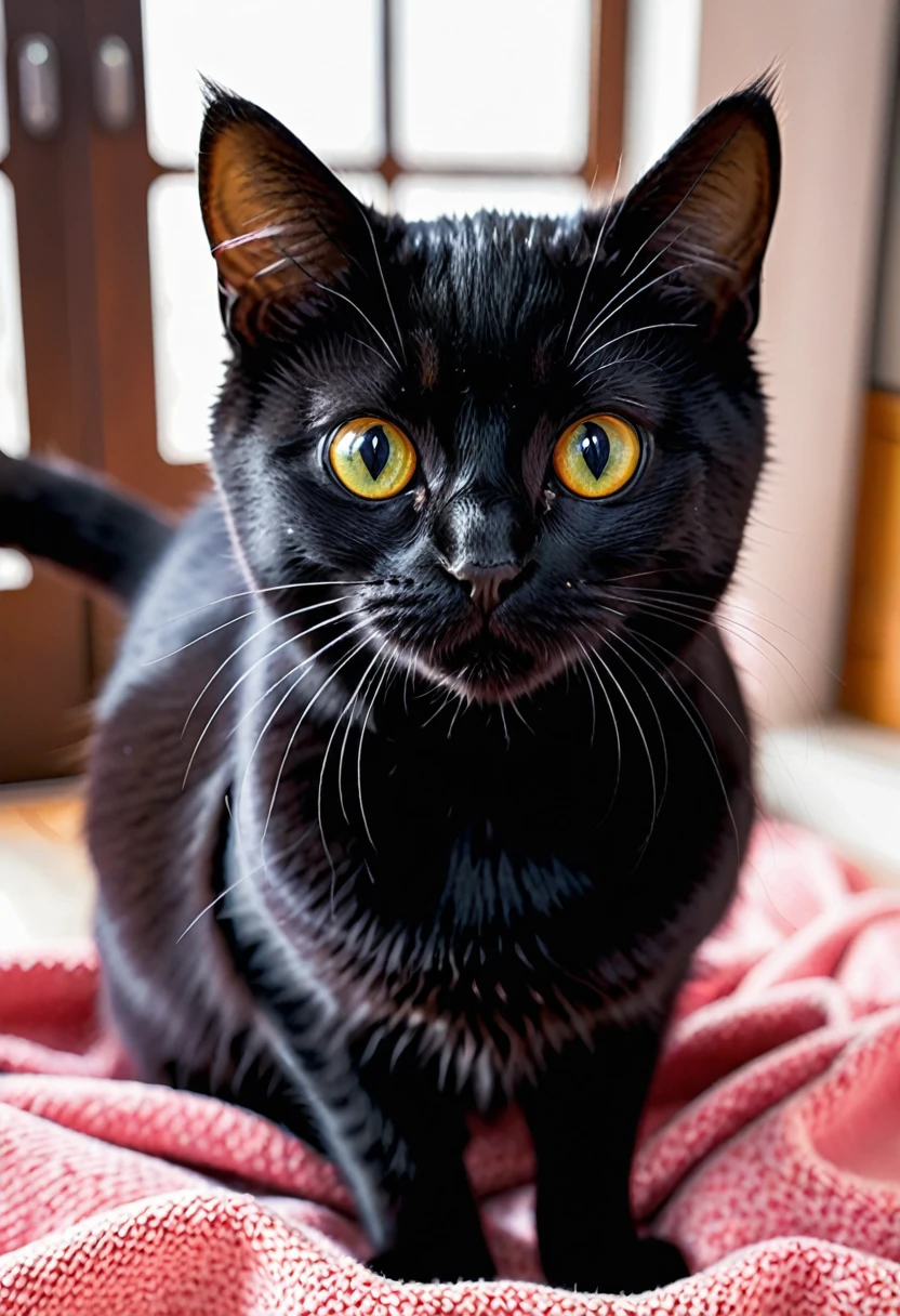8k,high quality,cat, black cat,cute,