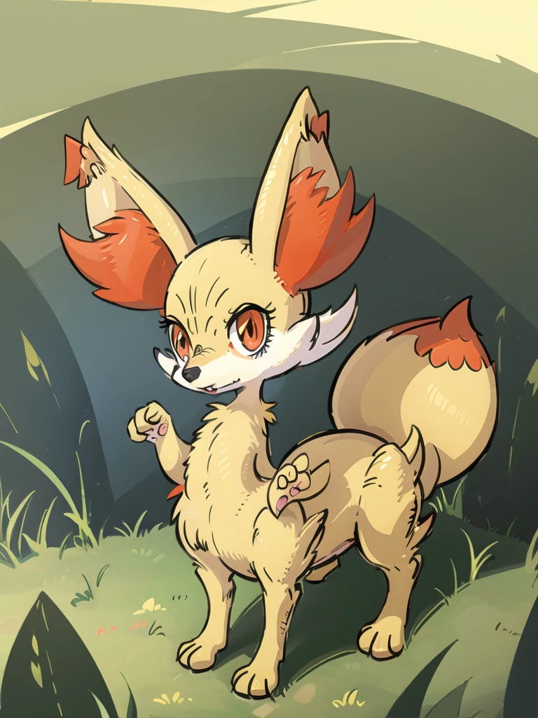 (masterpiece, best quality:1.2),solo,fennekin \(pokemon\),pokemon \(creature\),full body,no humans,grass