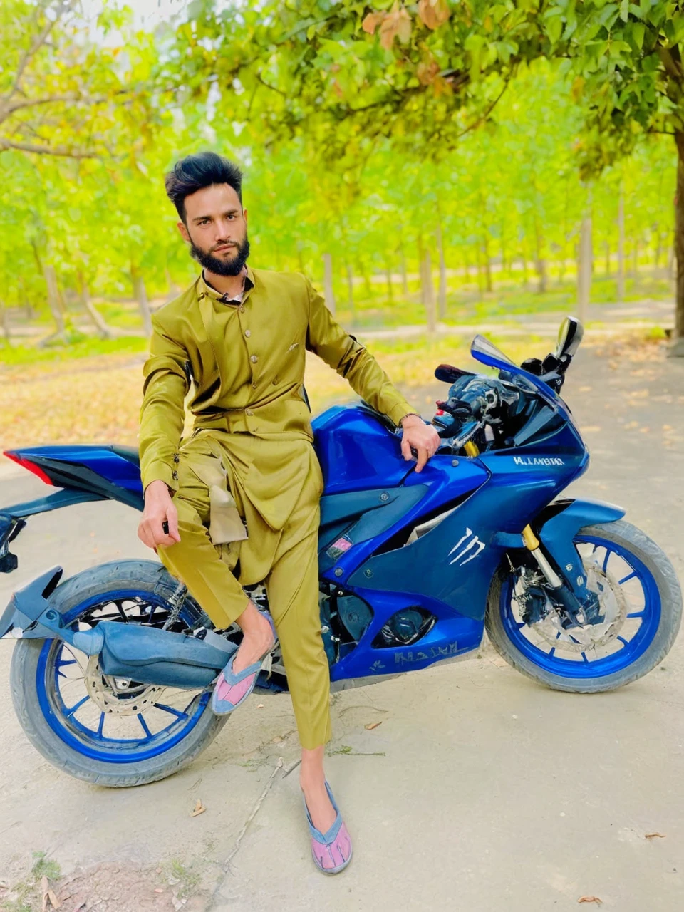 (1man:1.4),(male:1.2),(full body:1.2),(Collared shirt and blazer and suit trousers:1.4), with bike