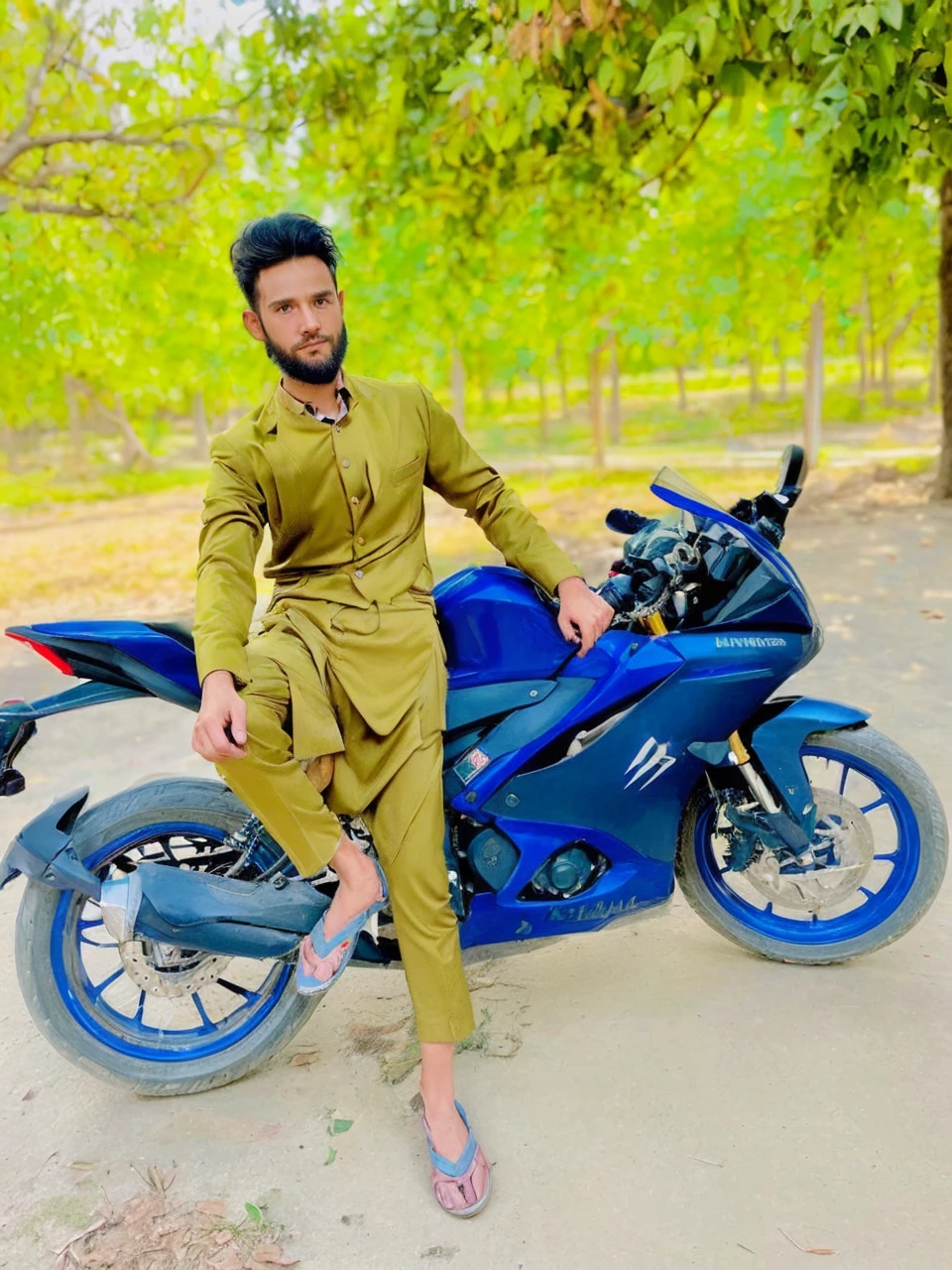 (1man:1.4),(male:1.2),(full body:1.2),(Collared shirt and blazer and suit trousers:1.4), with bike