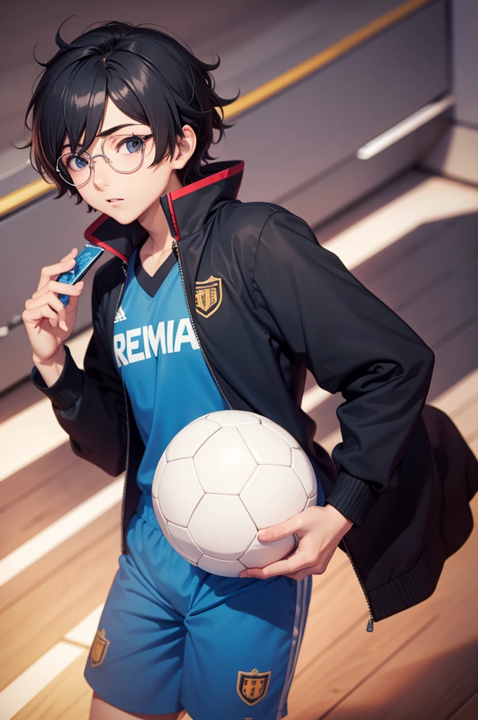 Ren Amamiya Persona,menino anime,soccer uniform , eyeglass