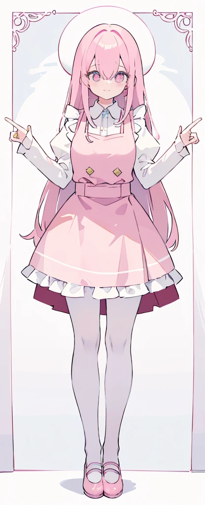 (((Long pinky Beautiful Hair))),pink hair,kawai,(((Eyes visible from bangs,hair over eyes:1.3))),,Huge breasts,(cyan color eyes),,(pink slanted eyes),1girl in,bangs,long CYAN hair, pantyhose,Cowboy Shot,white background,short hair,smiled,(wearing pink maid clothes), (maid dress type must have a perfect pink vest), Bangs should be long to the tip of the chin(((Standing pose facing to the right side free hand pose))), Kitchen room background, Perfect arm fingers,,, 1 girl, ((The image must match the tag)) Bangs almost cover the eyes full body (The character's entire body from top to bottom is completely visible) (The character's entire body is visible from head to toe) wearing shiny pink shoes (full body image full body image) full body image full body image)