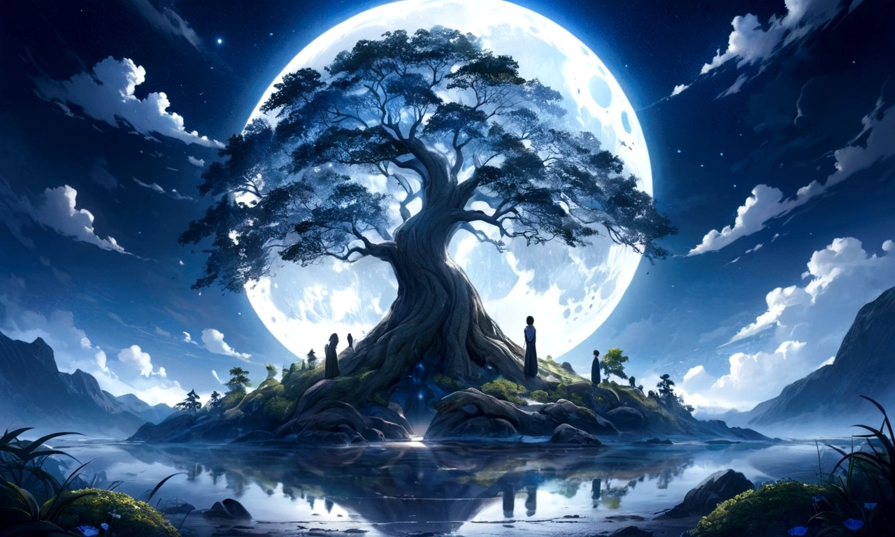 world Tree、moonlight、Moonlit Night、Fantasy、mysteriouasterpiece、Perfect Art、Award-winning works