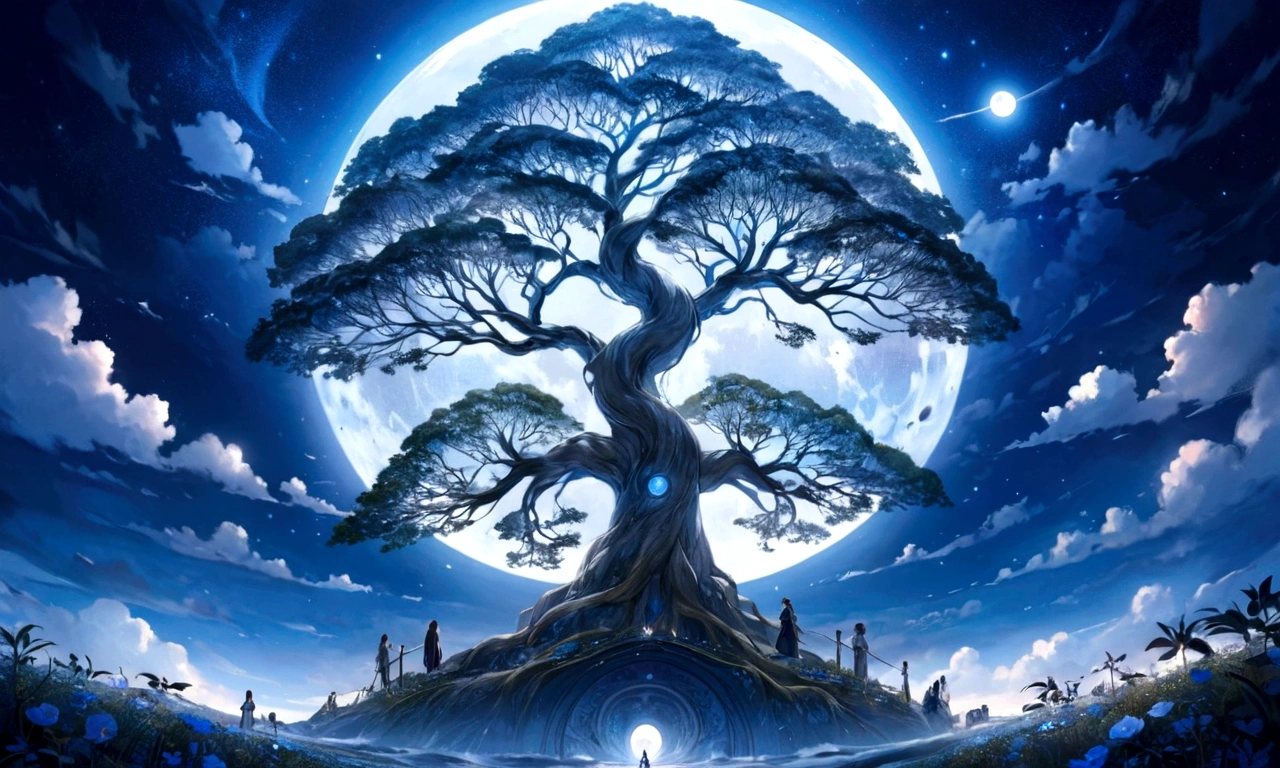 world Tree、moonlight、Moonlit Night、Fantasy、mysteriouasterpiece、Perfect Art、Award-winning works