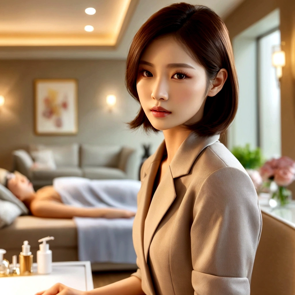 there is a woman that is sitting in a chair in a room, exclusive, li zixin, professional image, beauty woman, yun ling, elegant high quality, high quality portrait, sha xi, good looking, elegant look, lulu chen, high-end, jinyiwei, high - end, elegent, wenfei ye, with professional makeup, pleasing aesthetics