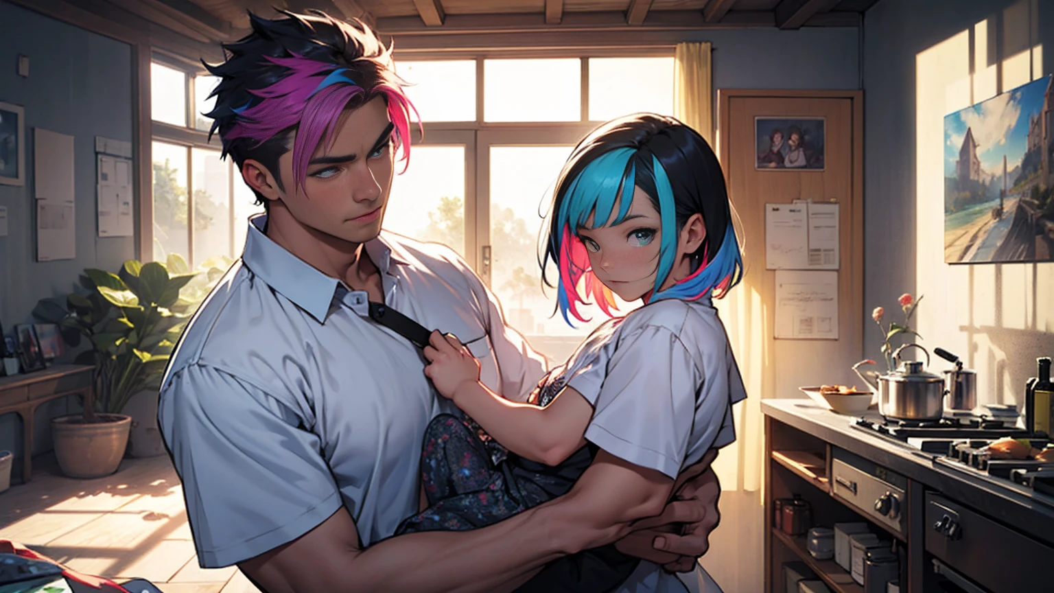 {{masterpiece}}, 最high quality, Very detailedな CG ユニティ 8k 壁紙, Cinema Lighting, Lens flare, Beautiful details in the eyes, black, Sideways glance, Multicolored Hair, colorful light, particle, Heterochromia iridis, (colorful:1.5), (colorful hair:1.5),{{masterpiece}}, 最high quality, Very detailedな CG ユニティ 8k 壁紙, Cinema Lighting, Lens flare, Beautiful details in the eyes, black, Sideways glance, Multicolored Hair, colorful light, particle, Heterochromia iridis, (colorful:1.5), (colorful hair:1.5),masterpiece, 最high quality, Official Art, 8k wallpaper, Very detailed, Very delicate and beautiful, wonderful, In detail, masterpiece, Super detailed, High resolution,Best illustrations, Best Shadow,Complex,Sharp focus, high quality, A young father holds his young twin boys and girls in his arms tightly and warmly、Draw a scene filled with love and security.。My father is on his way home from work.、Children are innocent and carefree。In the background澄み切った青空が広がり、A view of a stylish modern mansion in Pula, Croatia in summer。The bright sunlight illuminates the house and the sparkling sea.。 In fact, this３０The father of the generation was the former Constantine１This is the world.、The boy-girl twins are formerly Crispus and Fausta。The whole scene、atonement、Forgiveness、Healing、Purification、And the theme of repairing relationships was emphasized.、It expresses the moment when family love and bonds deepen.。 The father&#39;s expression shows deep love and relief.、The twins have innocent smiles on their faces.。In the background、The beautiful sea of Croatia spreads out before you、The sparkle enhances happy family moments.。, Digital illustration portrait, In the art style of Bouwater, Blackpink&#39;s Joshi portrait, Digital Portrait, Digital Art Portrait, Realism art style, high qualityのポートレート,{{masterpiece}}, 最high quality, Very detailedな CG ユニティ 8k 壁紙, Cinema Lighting, Lens flare, Beautiful details in the eyes, black, Sideways glance, Multicolored Hair, colorful light, particle, Heterochromia iridis, (colorful:1.5), (colorful hair:1.5),{{masterpiece}}, 最high quality, Very detailedな CG ユニティ 8k 壁紙, Cinema Lighting, Lens flare, Beautiful details in the eyes, black, Sideways glance, Multicolored Hair, colorful light, particle, Heterochromia iridis, (colorful:1.5), (colorful hair:1.5),masterpiece, 最high quality, Official Art, 8k wallpaper, Very detailed, Very delicate and beautiful, wonderful, In detail, masterpiece, Super detailed, High resolution,Best illustrations, Best Shadow,Complex,Sharp focus, high quality, A young father holds his young twin boys and girls in his arms tightly and warmly、Draw a scene filled with love and security.。My father is on his way home from work.、Children are innocent and carefree。In the background澄み切った青空が広がり、A view of a stylish modern mansion in Pula, Croatia in summer。The bright sunlight illuminates the house and the sparkling sea.。 In fact, this３０The father of the generation was the former Constantine１This is the world.、The boy-girl twins are formerly Crispus and Fausta。The whole scene、atonement、Forgiveness、Healing、Purification、And the theme of repairing relationships was emphasized.、It expresses the moment when family love and bonds deepen.。 ,