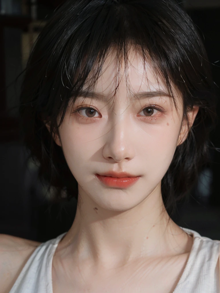 (Skin details:1.4), (smooth skin textures:1.3), Lipstick, background,海滩background, Looking at the audience,earrings, serene, calm, (Realistic and detailed eyes:1.2), Natural skin texture, Realistic facial details, Soft dramatic lighting, Vivid details, 35 mm film, outdoor, (Photo Practical:1.4), (hyper Practical:1.4), (Practical:1.3), (Smoother lighting:1.05), (Improve lighting quality:0.9), (Highest quality real skin textures:1.4), Exquisite eyes, Delicate face, Close-up of face, (Enhance the beauty of skin texture:1.1), Hair details, Vest,normal body ratio, short hair, Moles under the eyes, thinking, A faint smile,公园background,Portrait Photography, Depth of Field, Bokeh, Surrealism, Ray Tracing, (Portrait Photography:1.1), Surrealism, High Detail, Chiaroscuro, Ray Tracing, reflected light, Ultra HD, Ultra HD, masterpiece, Textured Skin, Super Detail, High Detail, high quality, best quality