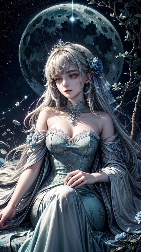 Short sleeve,Off-shoulder, skirt, White hair ,Beautiful dance dynamics , Long legs , Calf((Long white hair,Flowing long hair))Official Art , Unity8k Wallpaper , Extremely detailed , Pretty and beautiful , Sexy long legs, masterpiece , best quality ,Practical, Very detailed illustrations ,Extremely detailed , Intricate details , Extremely complex and detailed , Very detailed 8KCG wallpaper , Caustics .reflection , Ray Tracing , Devil Theme ,nebula ,Dark aura, Network Effects , (1 Girl)Solitary , 小蓝Butterfly , Dozens of monarch butterflies around , (Blue plasma flame , (insect , Butterfly)) 圣光Butterfly天使 , Butterfly翅膀 , Pastel tones in Rococo style ,Light white and light dark red , Incredibly beautiful , Cherry blossoms , Surrealism ,painting , Ethereal , Mixing reality and fantasy elements ,Ray Tracing , Complex patterns , Delicate lines , Perfect your hands, Starry Sky , rich and colorful , Star
