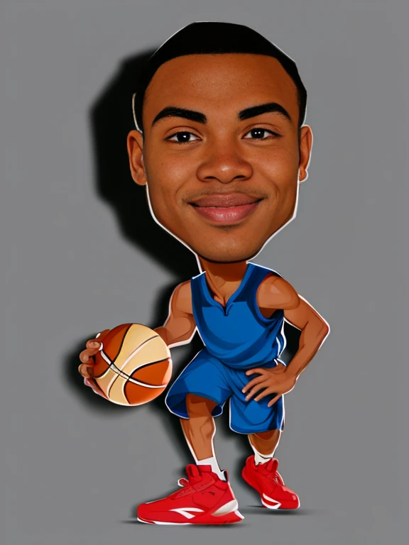 cartoon basketball player with a ball in his hand, stylized digital illustration, charicature, in cartoon style, dribble contest winner, caricature illustration, inspired by Paul Georges, created in adobe illustrator, drawn with photoshop, toon rendering, caricature style, cartoon artstyle, cel shaded vector art, cartoon digital painting, cel shaded!!!, digital illustration, cartoon digital art, 8k