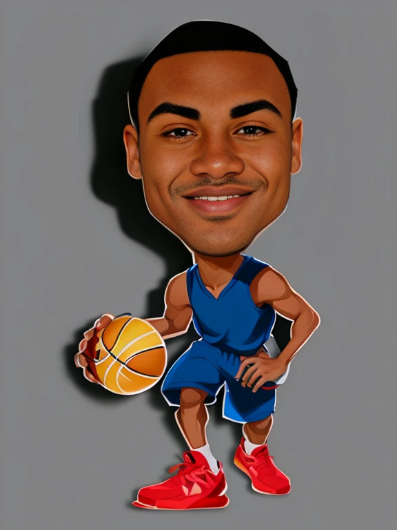 cartoon basketball player with a ball in his hand, stylized digital illustration, charicature, in cartoon style, dribble contest winner, caricature illustration, inspired by Paul Georges, created in adobe illustrator, drawn with photoshop, toon rendering, caricature style, cartoon artstyle, cel shaded vector art, cartoon digital painting, cel shaded!!!, digital illustration, cartoon digital art, 8k