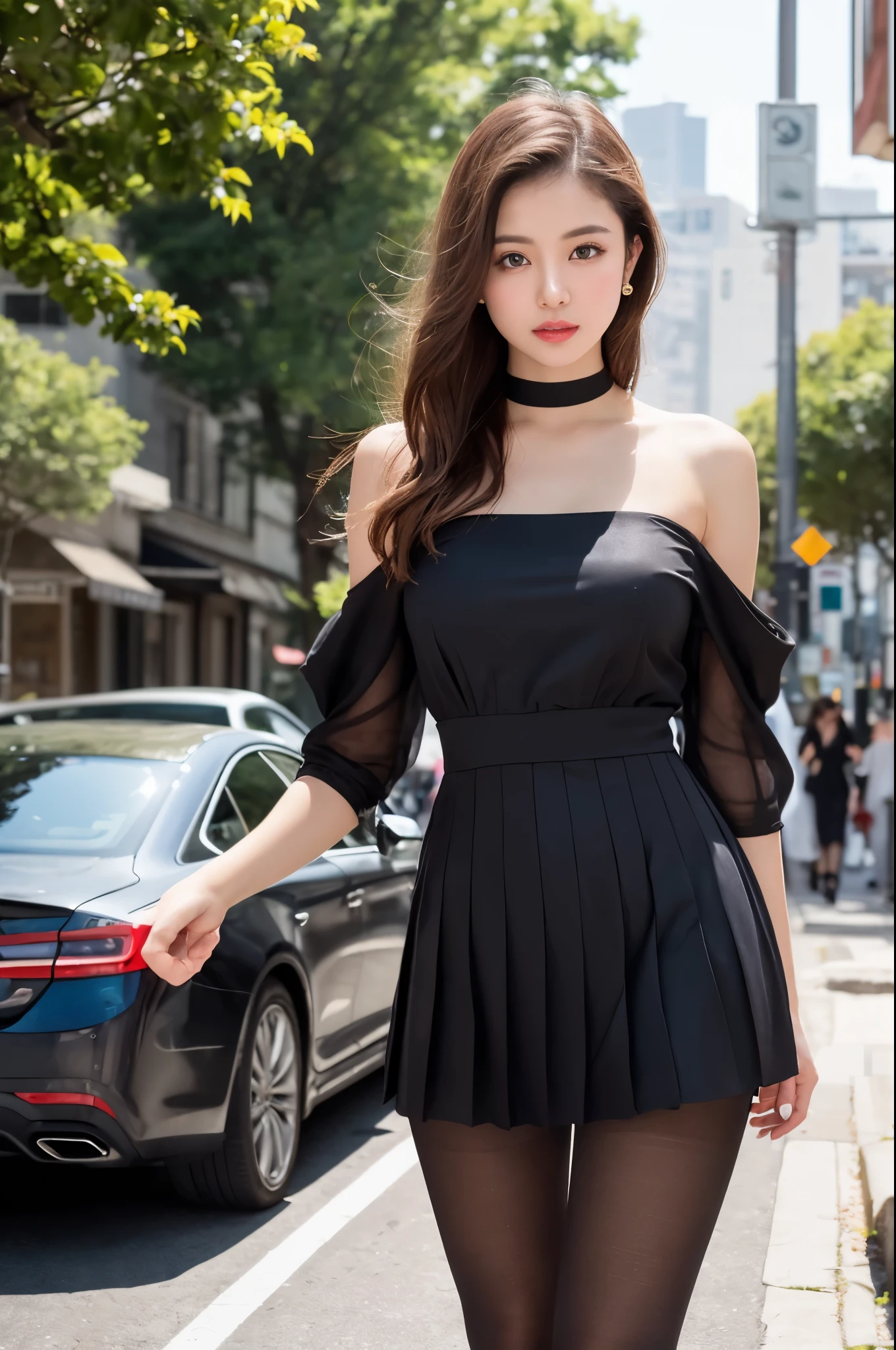 A woman with a beautiful girl々Create a new, whole body, A short sheer dress for、For girls, remove the low-cut see-through blouse and mini skirt., I'm looking forward to both, The boy is kissing her breast, Make it look realistic