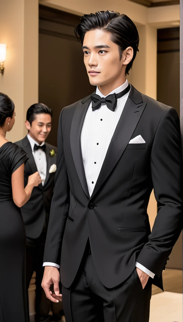 black suit, tuxedo