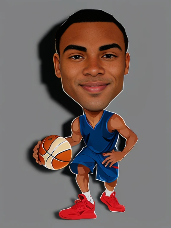 cartoon basketball player with a ball in his hand, stylized digital illustration, charicature, in cartoon style, dribble contest winner, caricature illustration, inspired by Paul Georges, created in adobe illustrator, drawn with photoshop, toon rendering, caricature style, cartoon artstyle, cel shaded vector art, cartoon digital painting, cel shaded!!!, digital illustration, cartoon digital art, 8k