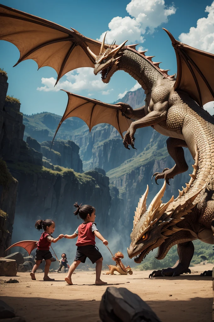 Children and dragons playing