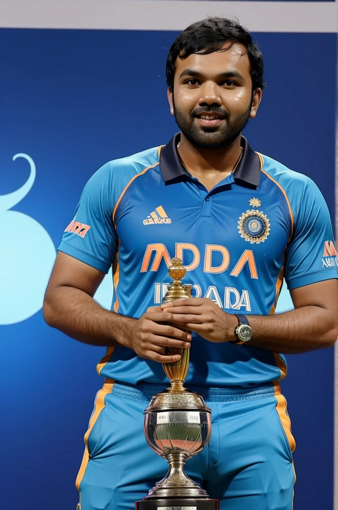 Indian cricket capitan Rohit Sharma hold the T20 world cup 2024 trophy