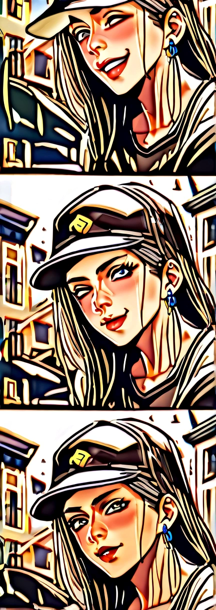 Super Resolution,
(Realistic:1.3),
(1 slim girl), Stylish girl, fashion,
Young Face, blush, (Wicked Smile),
(slim) thigh,
Baseball cap, Earrings,
(Black T-shirt), (loose cargo pants),
gravure,
Rainy Street