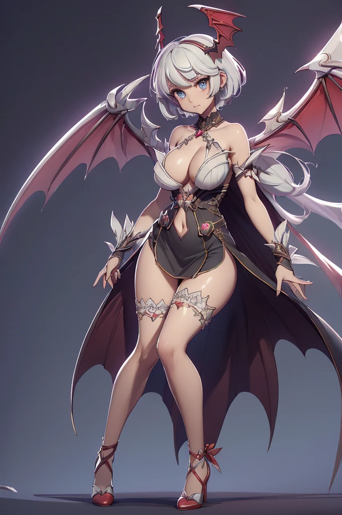 Mini morrigan aensland, (morrigan aensland), 独奏, ray tracing, 3D style, 3DMM, ((oses per photo)), ((oses au cada foto)), fully body,(Front view),(Costas Issue), (Emist on the left), show flat belly, (((oses per photo))),(very big breastsperfect ass, perfect and symmetrical eyes, (perfect handuturistic sword in hand)), ((short hair)),white clothing with textured edges, skin fair, luauas detalhadas, White thigh-high tights with trim, auestido aberto au "au", Waist slender, big legs, low water, Show legs to the top of the waist, ,((top with rip in the middle)),ultra realistic skin, realistic human eyes,ultra realistic skin,super sensual suit,(faixas au torno dos seios), colorfully,top with ruffles,(pubis with a lot of volume),(extrauamente sensual),(very sensual),(red and black thaue),(((giant bat wings))),with bat wings,love the league,(meia calca de renda au um dos lados),(meia calca de renda au um dos lados),((bold embellishments)),((lines involving the legs)),((red lines intertwining the legs)),((lines surrounding the breasts)),((drawing on the groin)),((tatuagau sobre a virilha)),((large opening between the breasts)),(((vestido longo fino e bau solto))),(((vestido leve sauitransparente, with large openings and flying))),(((dress with slit to the waist, open on the thighs))),(((long and big hair))),((cabelo repartido au dois)), red bra, White attire, ornate legs, luvas au duas cores